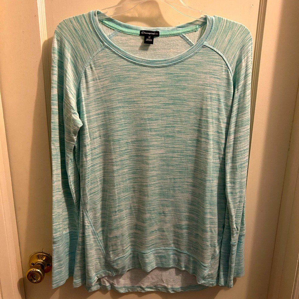 Champion Elite green and white‎ athletic knit long sleeve pullover medium